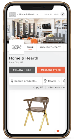 Store page displayed on phone